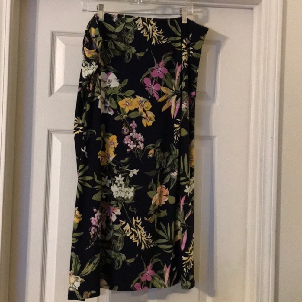 Roz & Ali Floral A-Line Skirt - Black, Pink, Yellow, Green
